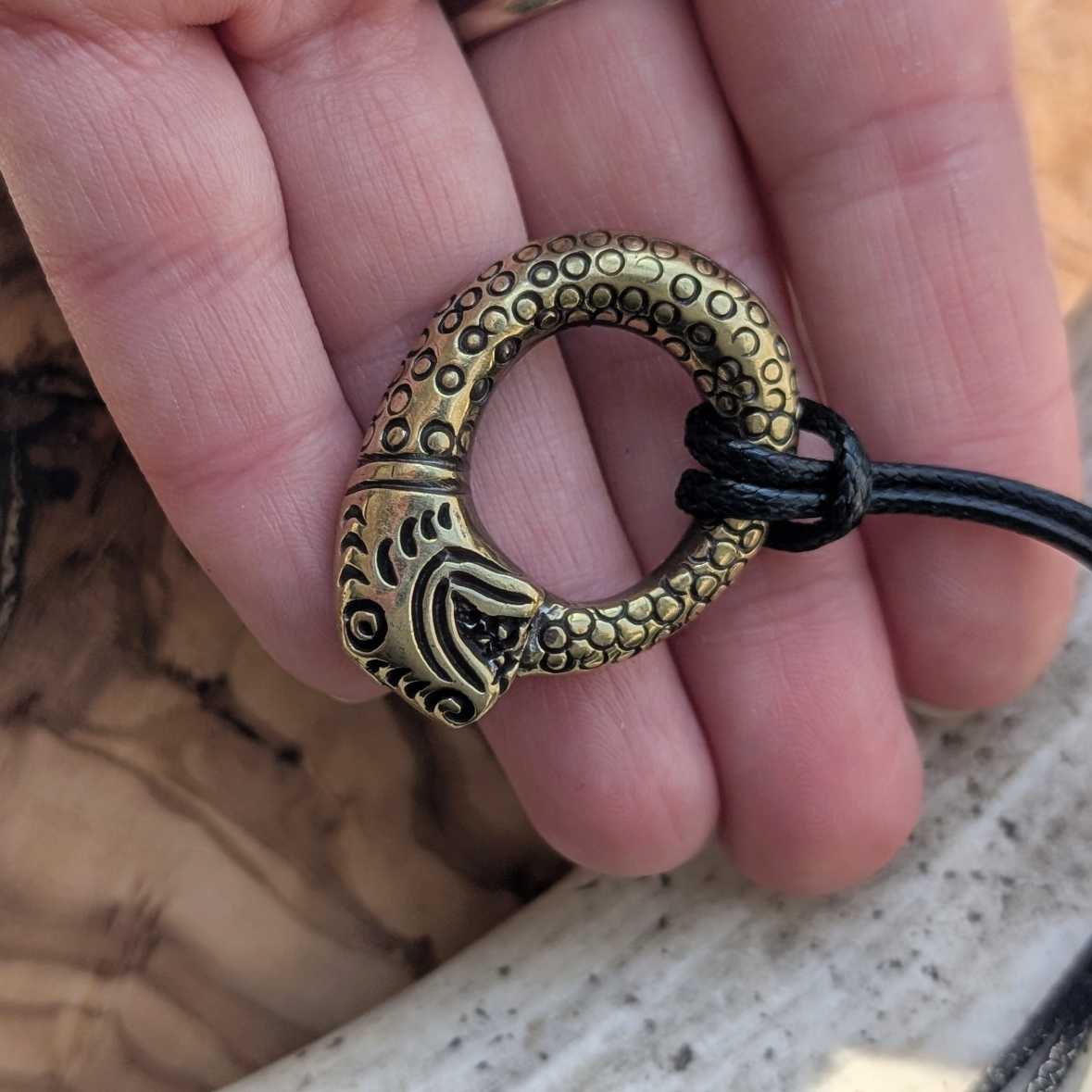 Ouroboros Brass Pendant – Hand-Cast Serpent Amulet
