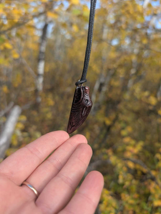 Wolf Pendant with Týr Rune, Viking-Style Hand-Carved Antler Amulet