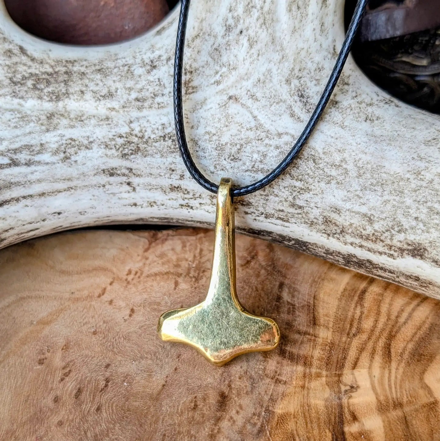 Viking Mjolnir Pendant with Solar Symbols – Hand-Cast Thor Hammer