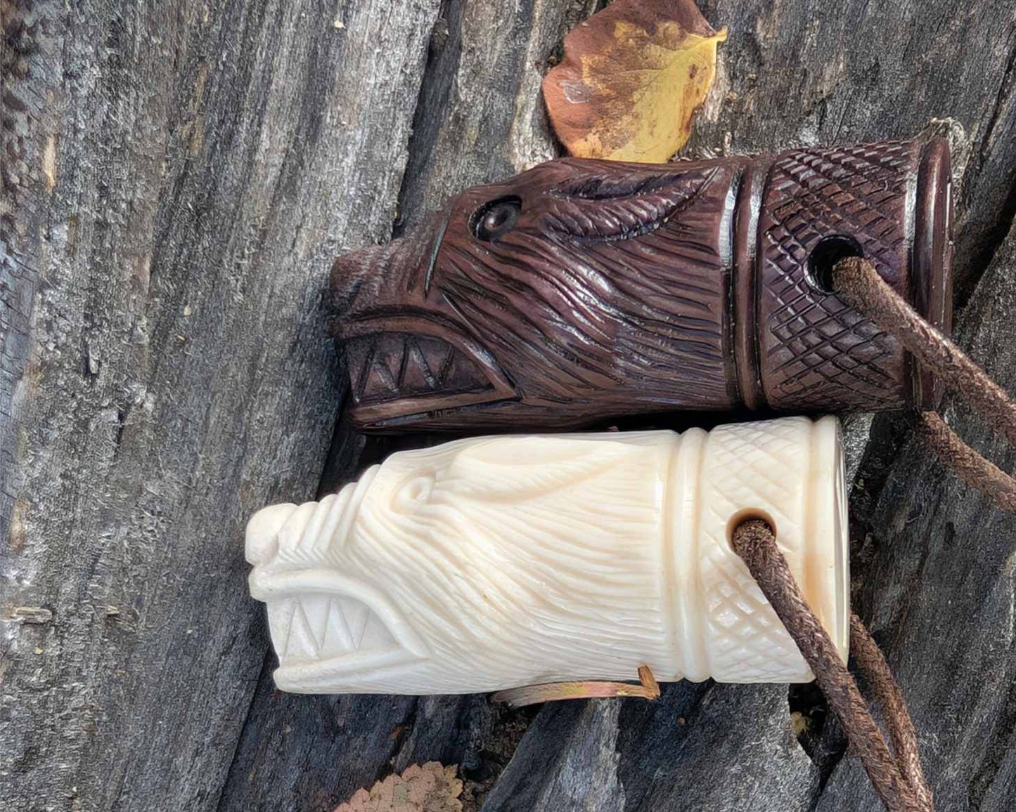 Viking Wolf Head Pendant – Hand-Carved Moose Antler