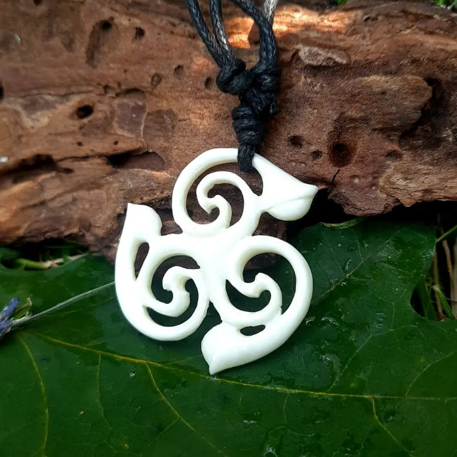Celtic Triskelion Bone Pendant – Hand-Carved Ancient Symbol Necklace