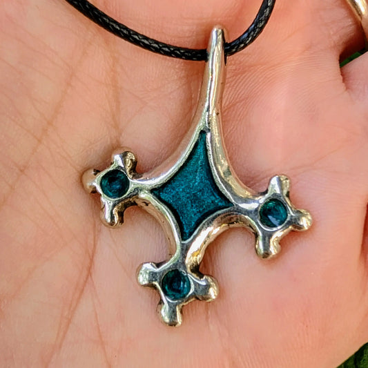 Roman-Period Geometric Enamel Pendant, Lost-Wax Cast Metal Necklace