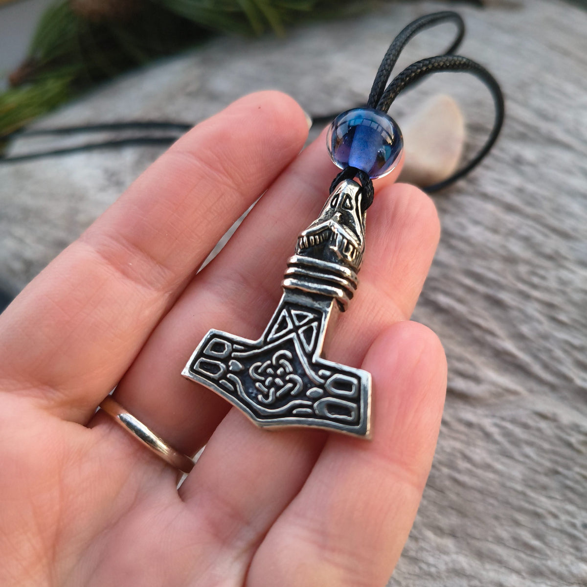 Mjolnir Pewter Dragon Head with Bead