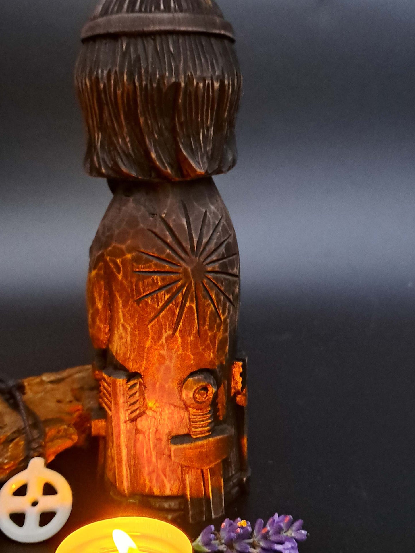 Hand-Carved Baldur Statue in Linden Wood – Norse God Figurine (18 cm)