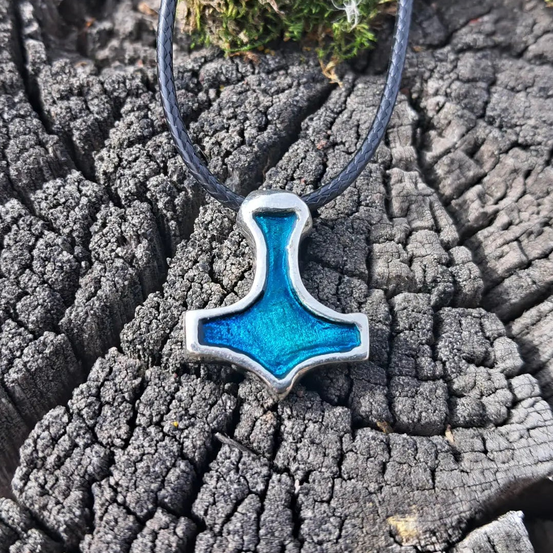 Thor’s Hammer Mjolnir Pendant – Green Enamel Pewter Edition