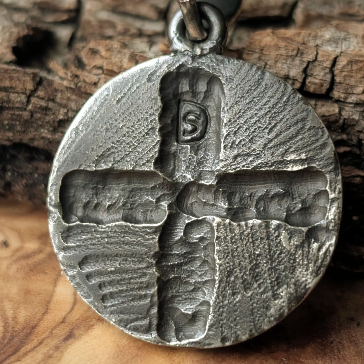 Viking Shield Pendant with Yellow-Green Enamel – Pewter Amulet