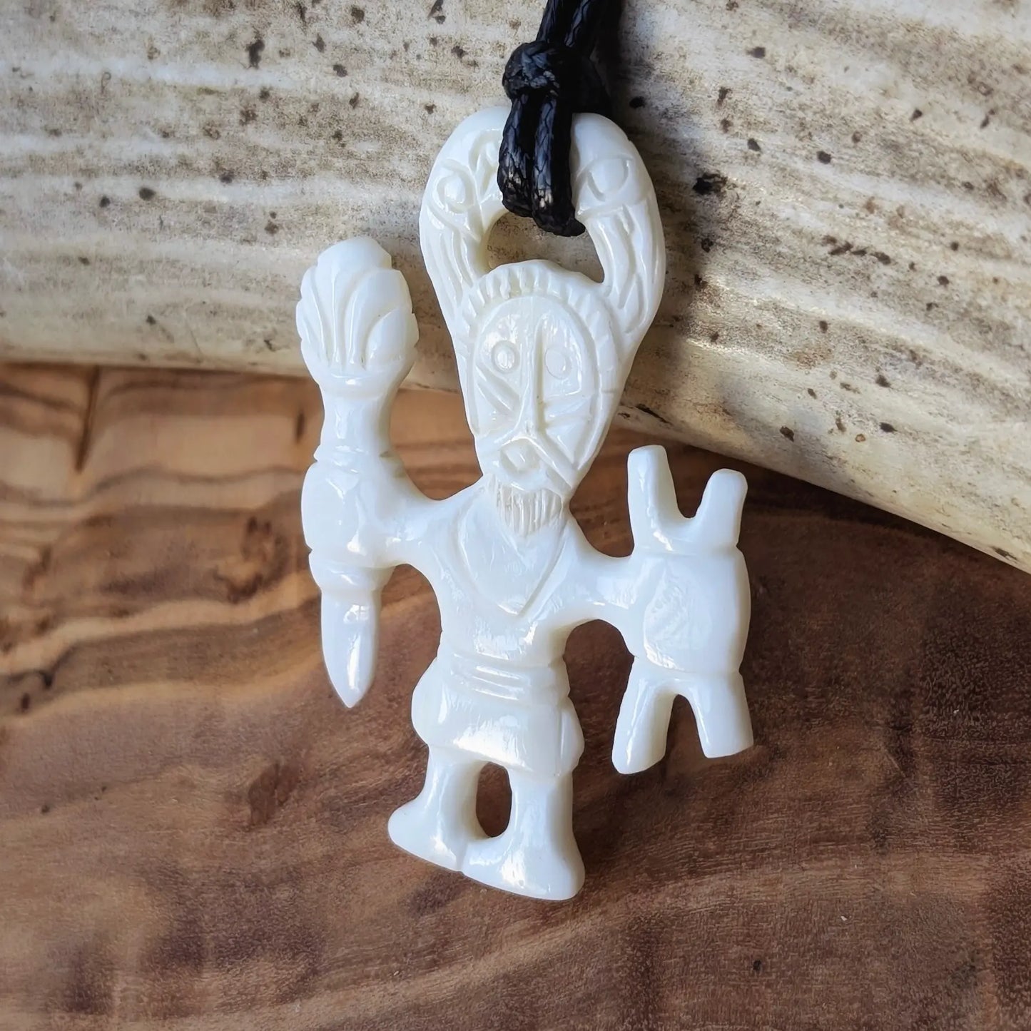 Odin Warrior Pendant – Uppland Inspired Bone Amulet, Vendel Period Design