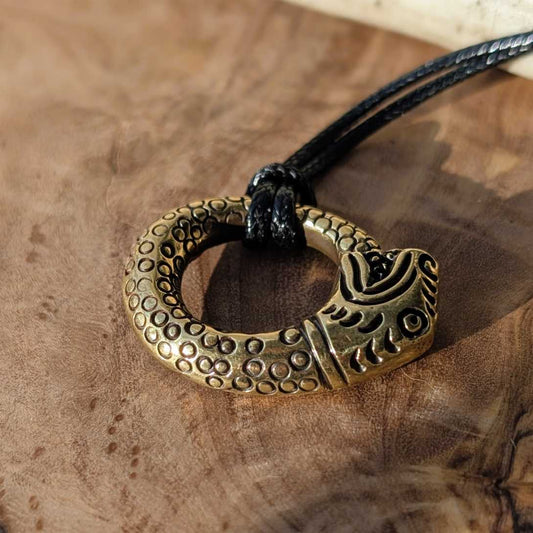 Ouroboros Brass Pendant – Hand-Cast Serpent Amulet