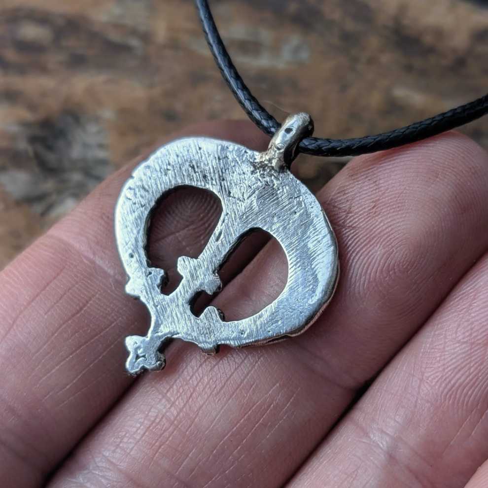 Viking Lunar Pendant with Cross – Hand-Forged Silver Lunnitsa | Algiz-Rune Art
