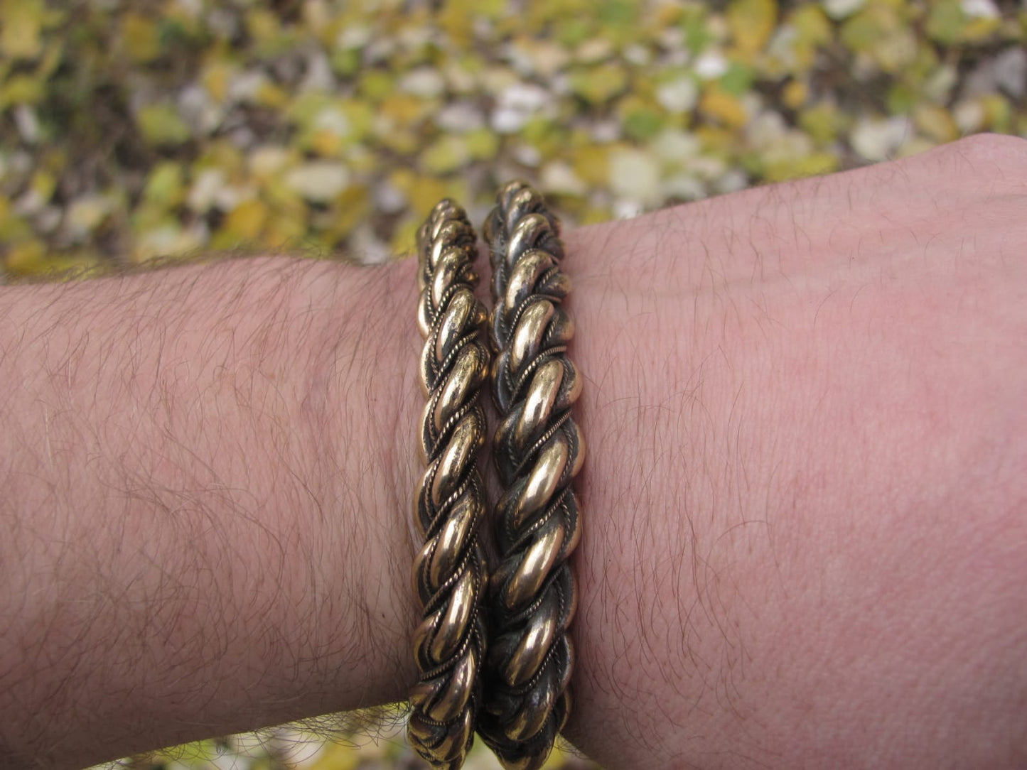 Gotland Twisted Viking Bracelet with Horse Heads – Handmade Brass