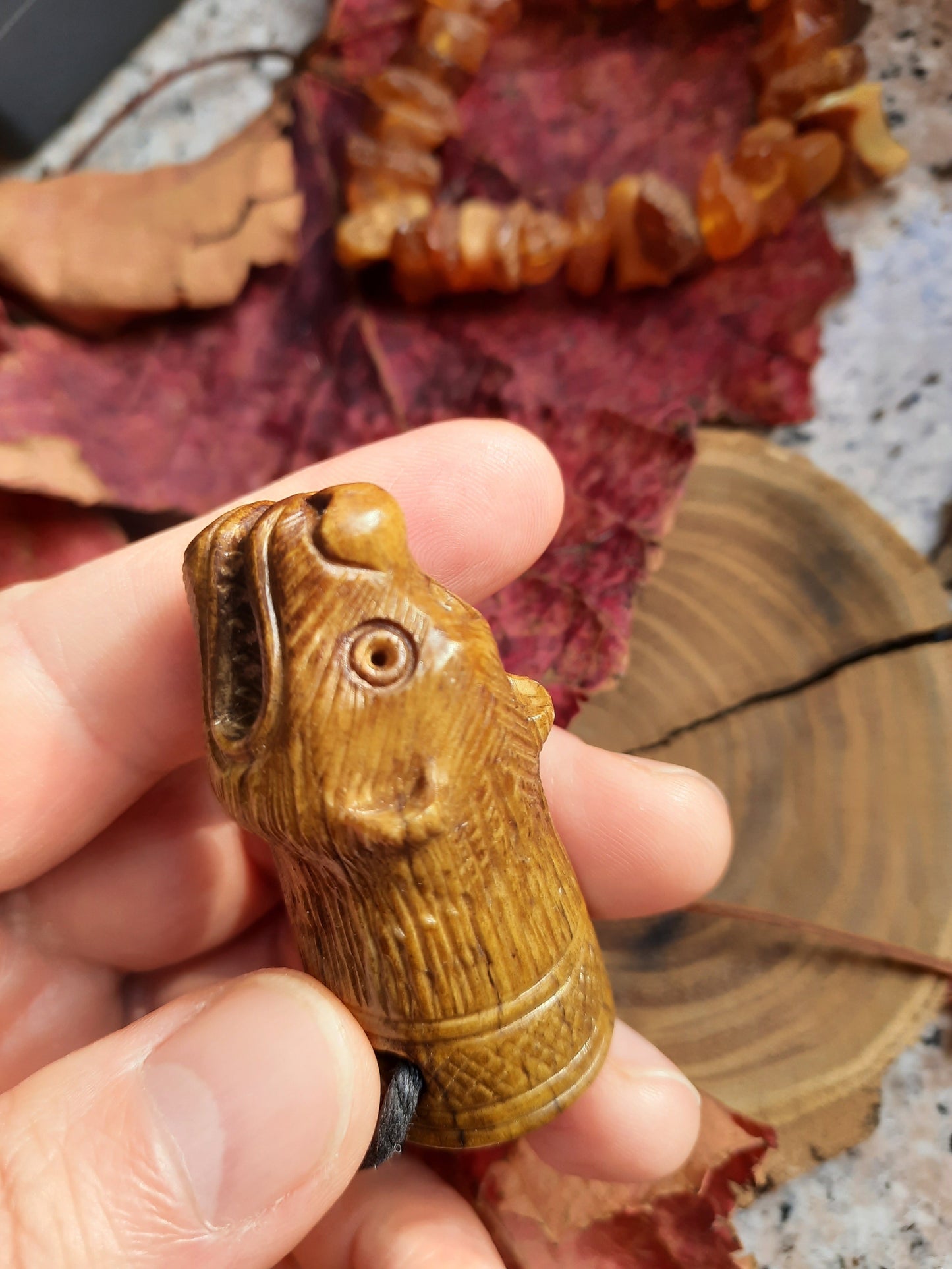 Viking Bear Head Pendant – Hand-Carved Moose Antler