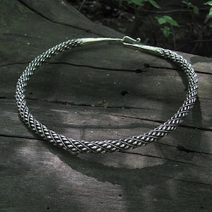 Handmade Viking King Twisted Torque / Neck Ring, Silver