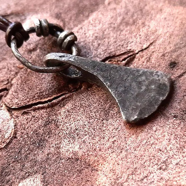 Handmade Viking Thor Battle Axe or Slavic God of Perun Pendant, Silver, Hand-Forged