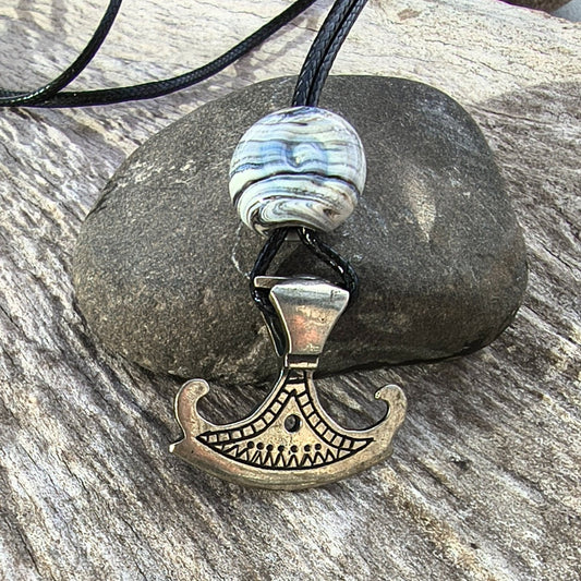 Viking Axe Pendant – Danish Viking Age Replica with Handmade Glass Bead