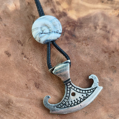 Viking Axe Pendant – Danish Viking Age Replica with Handmade Glass Bead