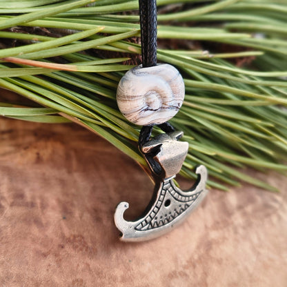 Viking Axe Pendant – Danish Viking Age Replica with Handmade Glass Bead