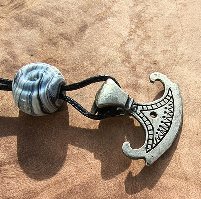 Viking Axe Pendant – Danish Viking Age Replica with Handmade Glass Bead