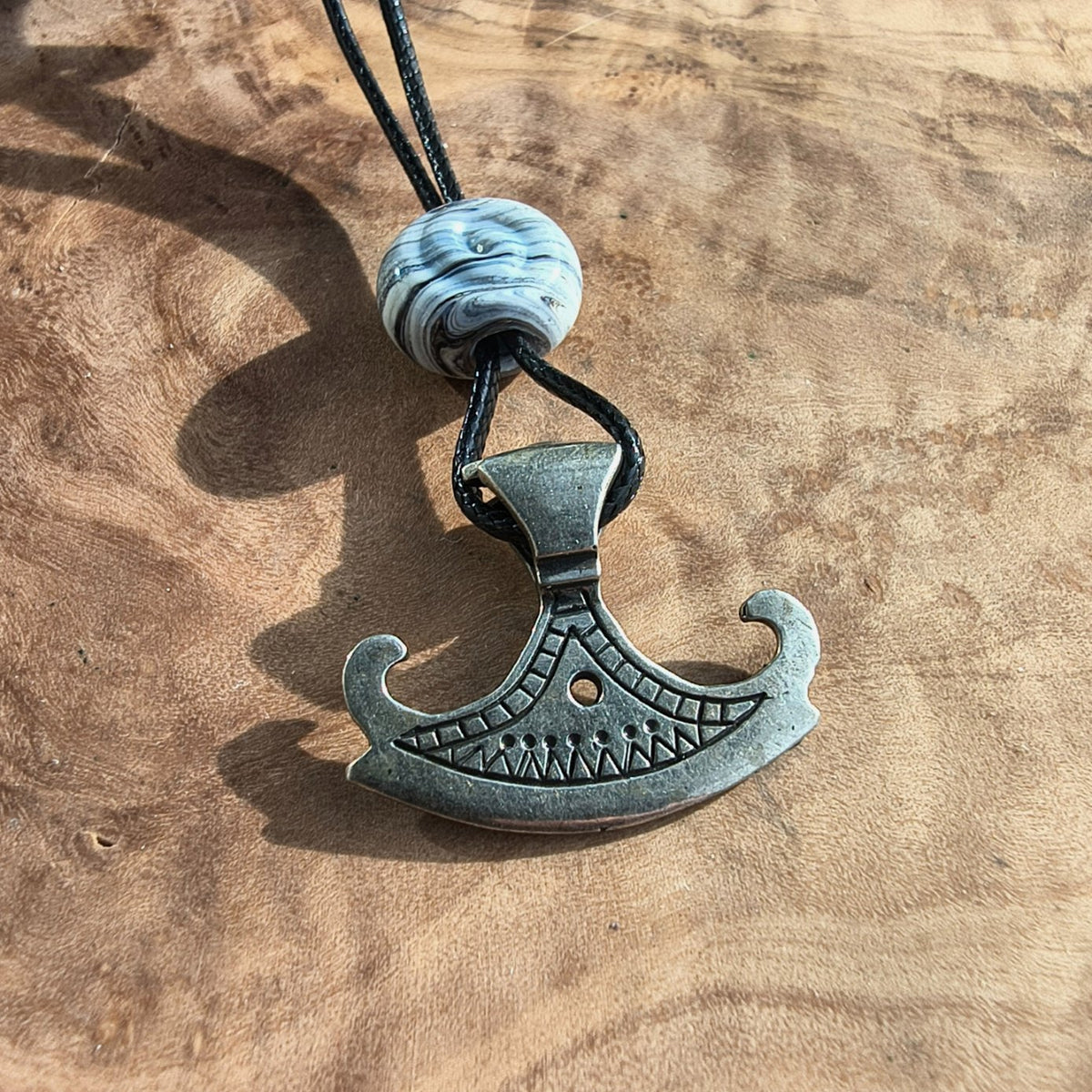 Viking Axe Pendant – Danish Viking Age Replica with Handmade Glass Bead