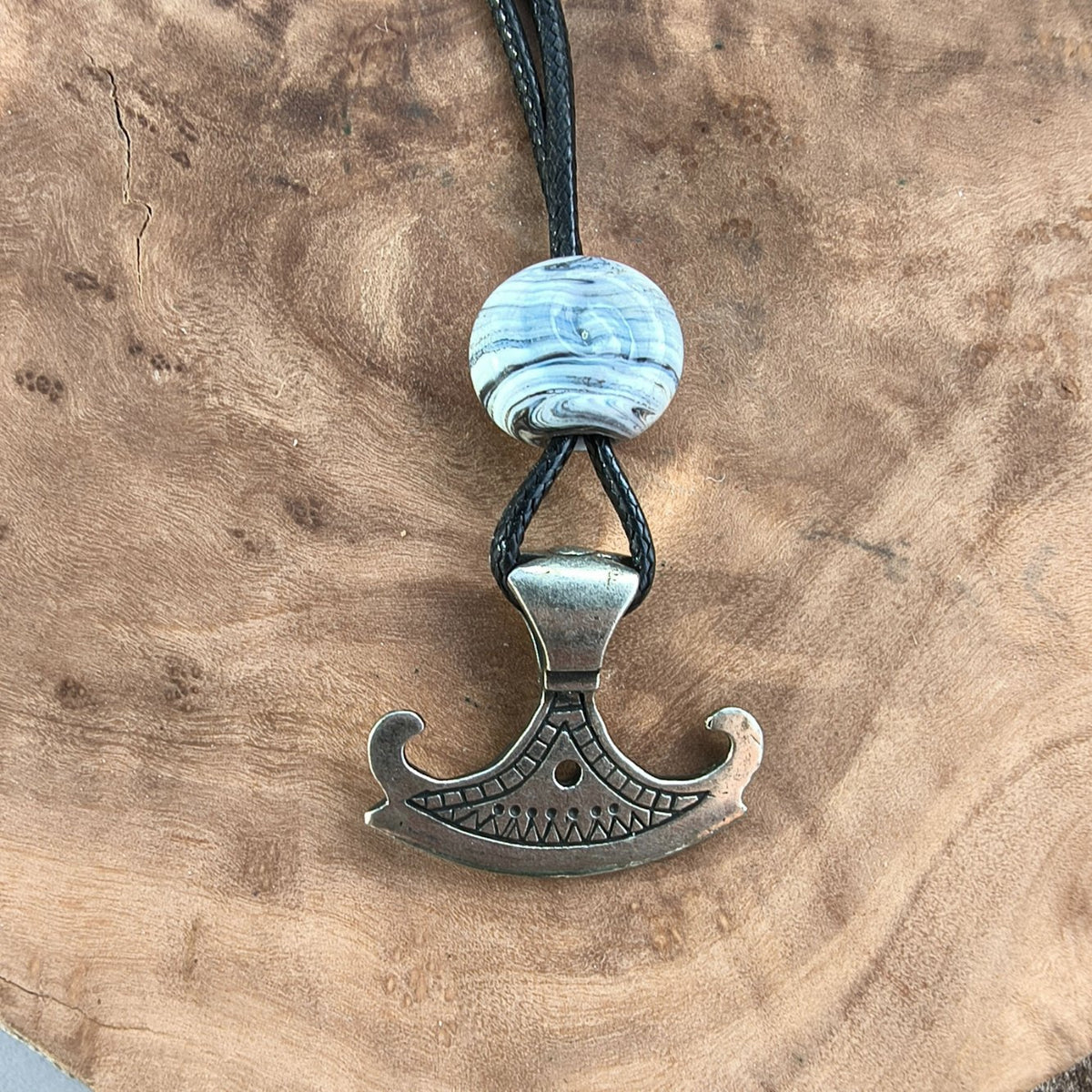 Viking Axe Pendant – Danish Viking Age Replica with Handmade Glass Bead