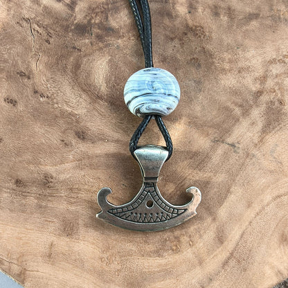 Viking Axe Pendant – Danish Viking Age Replica with Handmade Glass Bead