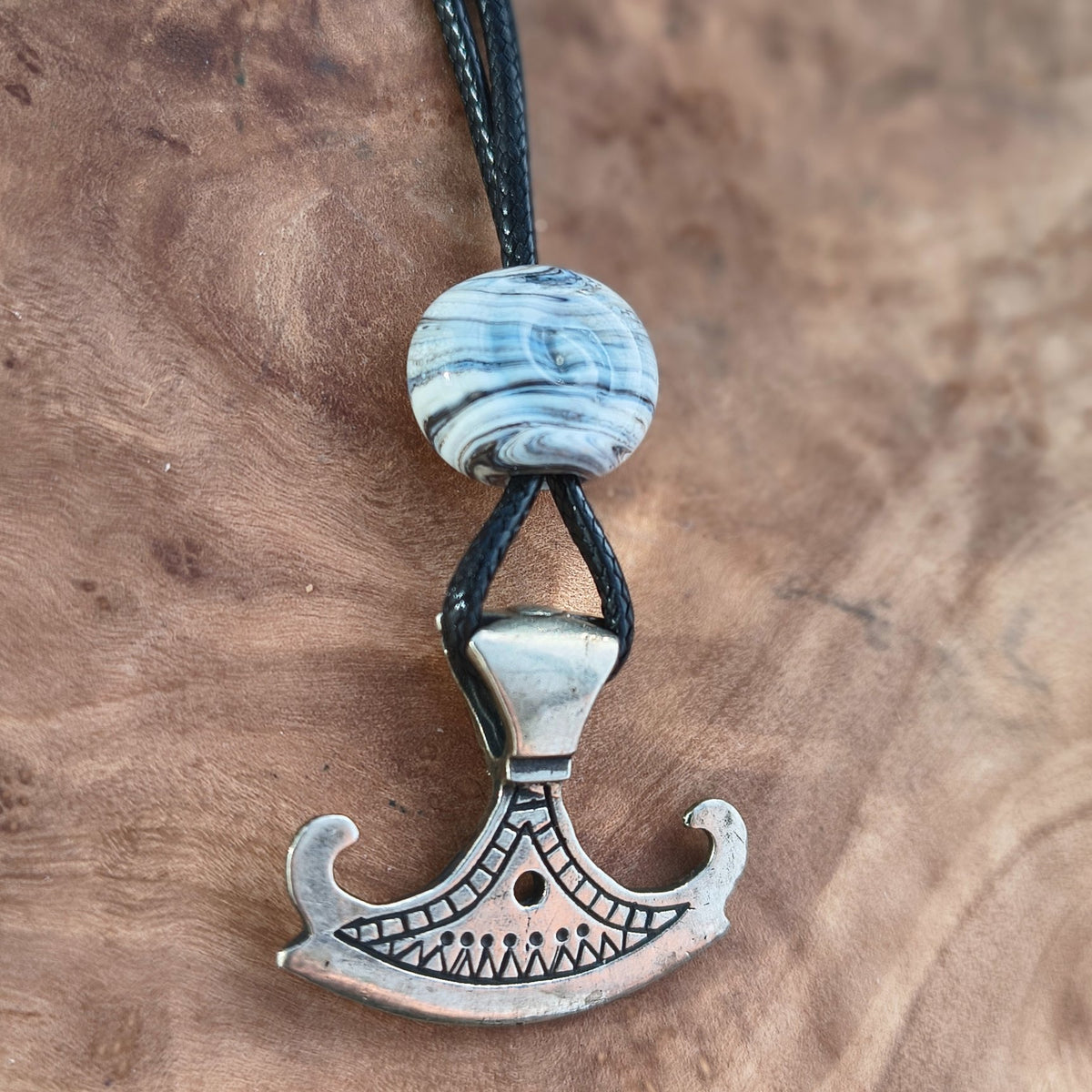 Viking Axe Pendant – Danish Viking Age Replica with Handmade Glass Bead