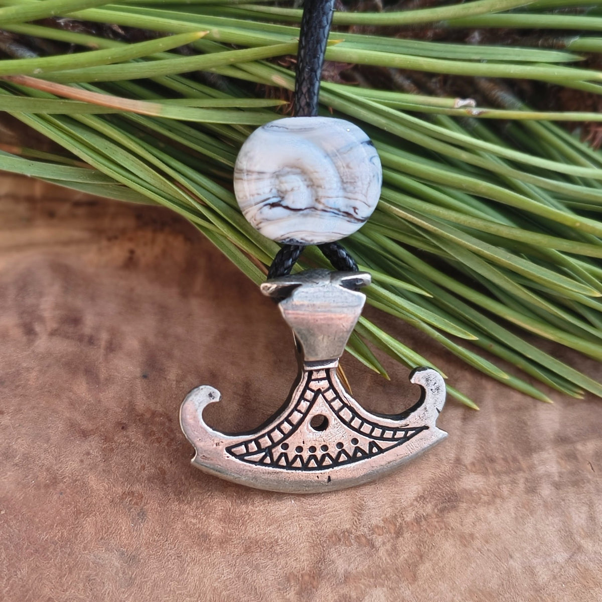 Viking Axe Pendant – Danish Viking Age Replica with Handmade Glass Bead