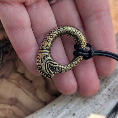 Ouroboros Brass Pendant – Hand-Cast Serpent Amulet