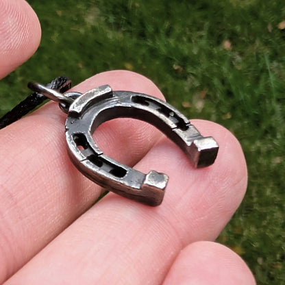 Hand-Cast Horse Shoe Amulet – Brass or Pewter Luck Pendant