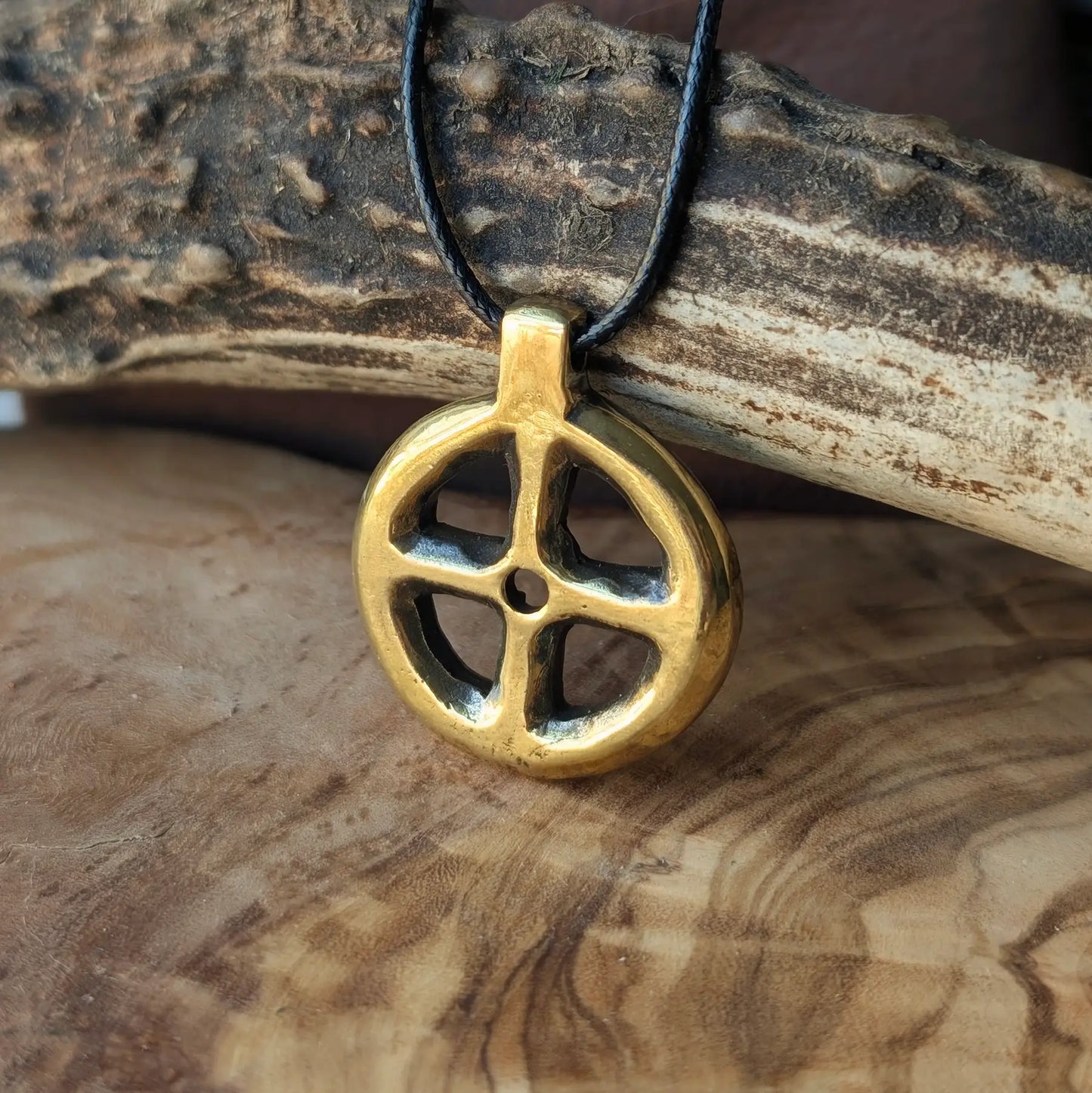 Viking Sun Cross Amulet – Hand-Forged Brass