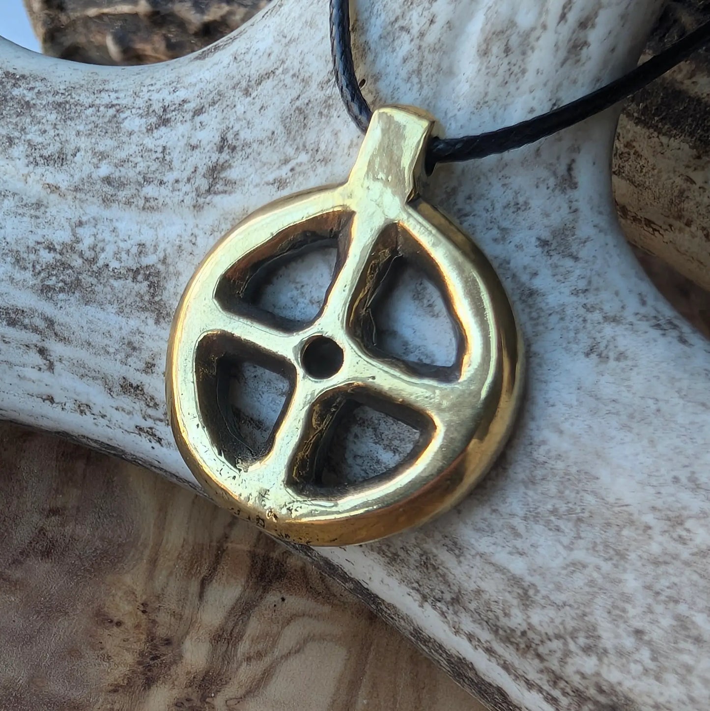 Viking Sun Cross Amulet – Hand-Forged Brass