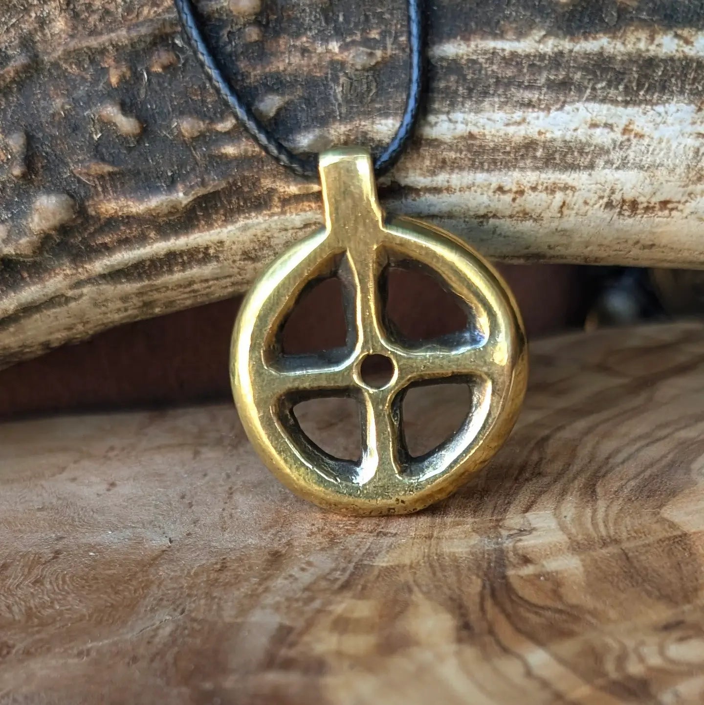 Viking Sun Cross Amulet – Hand-Forged Brass