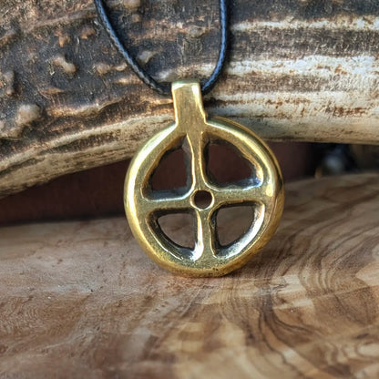 Viking Sun Cross Amulet – Hand-Forged Brass