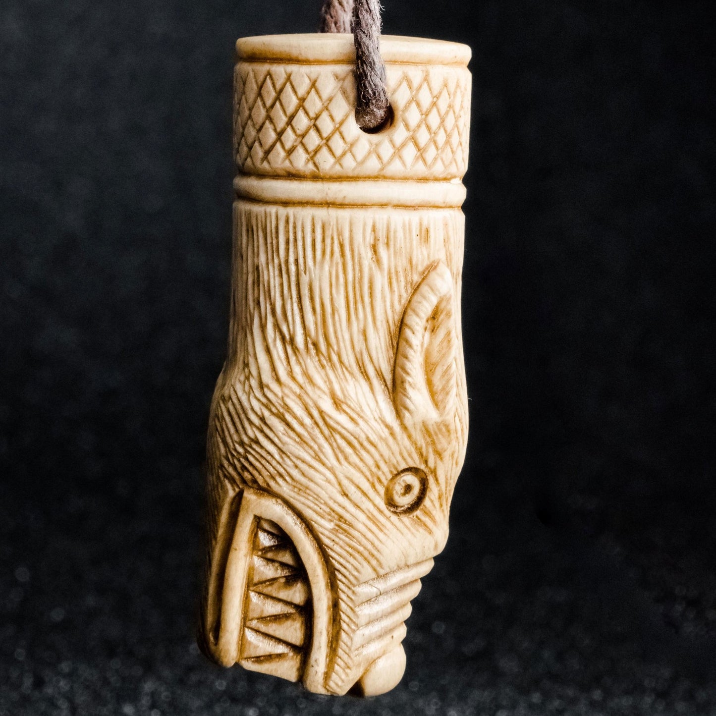 Viking Wolf Head Pendant – Hand-Carved Moose Antler