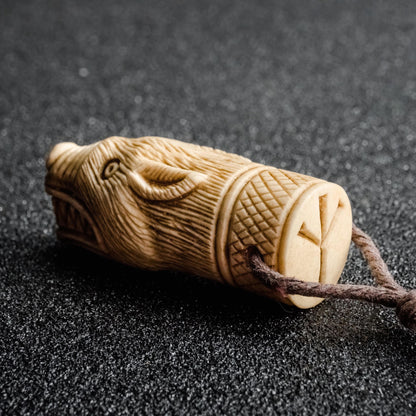Viking Wolf Head Pendant – Hand-Carved Moose Antler