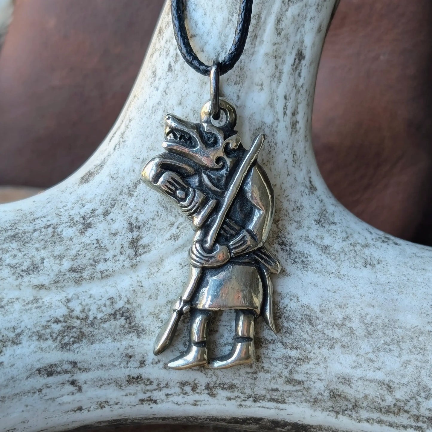 Ulfheðinn, Viking Wolf Warrior Amulet – Brass or Pewter Pendant | Algiz-Rune Art