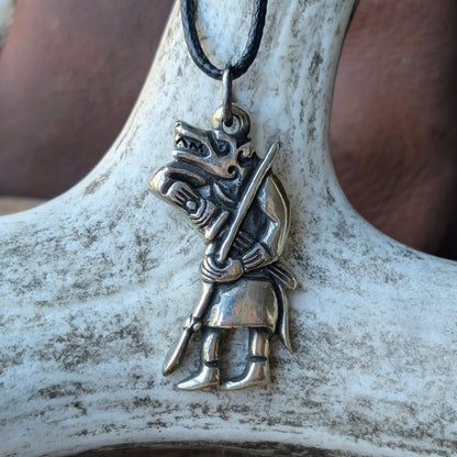Ulfheðinn, Viking Wolf Warrior Amulet – Brass or Pewter Pendant | Algiz-Rune Art