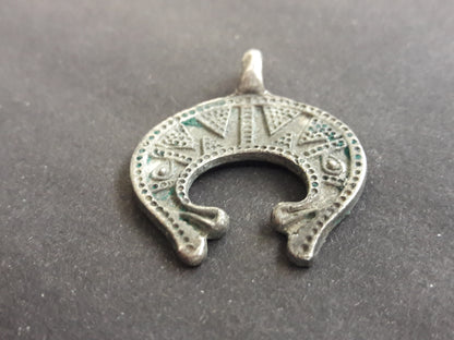 Viking Zoomorphic Lunar Amulet – Hand-Forged Silver, Patinated