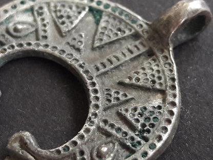 Viking Zoomorphic Lunar Amulet – Hand-Forged Silver, Patinated