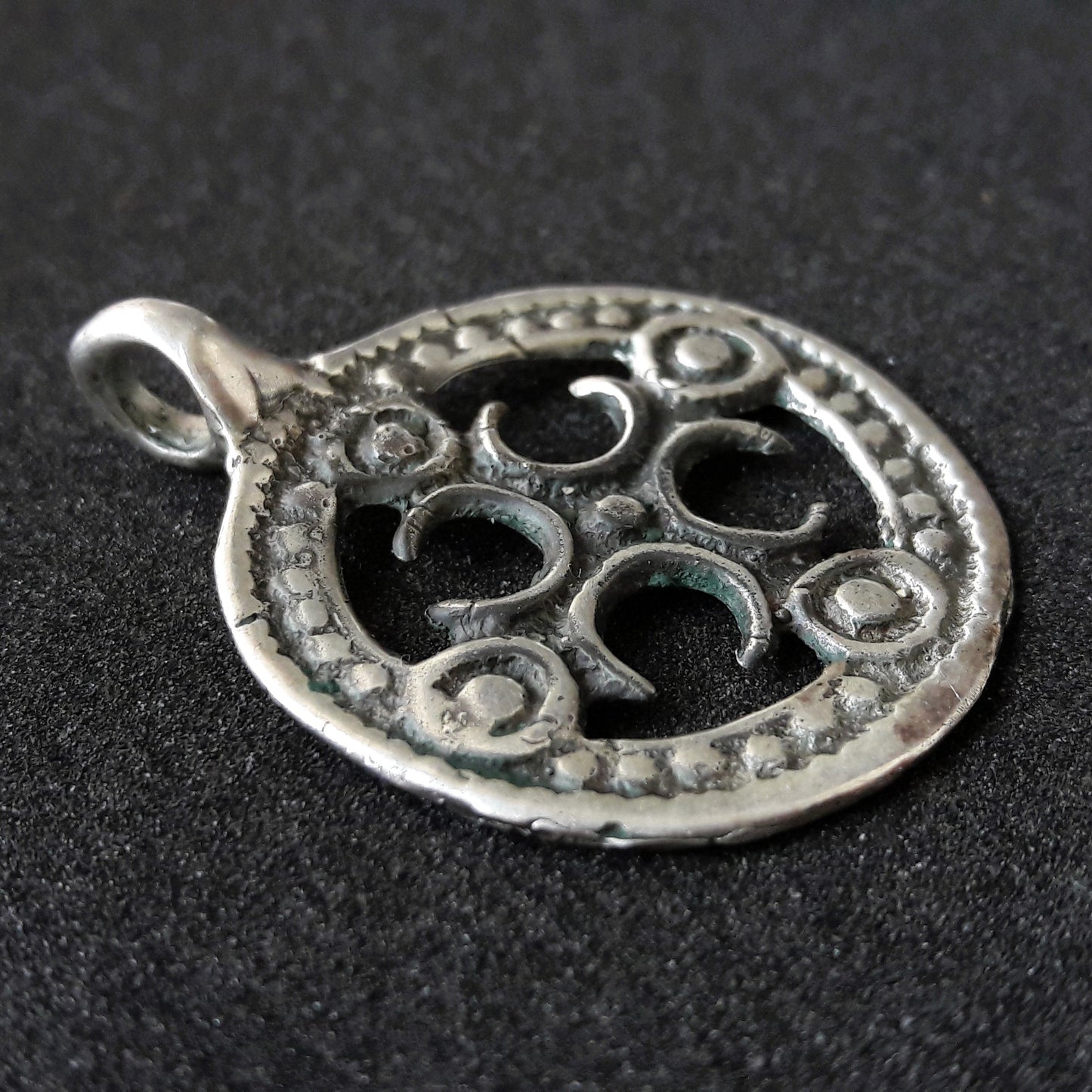 Silver Viking Shield Pendant – Handmade Round Shield Amulet