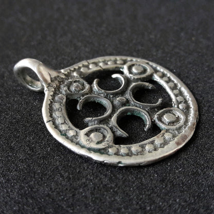 Silver Viking Shield Pendant – Handmade Round Shield Amulet