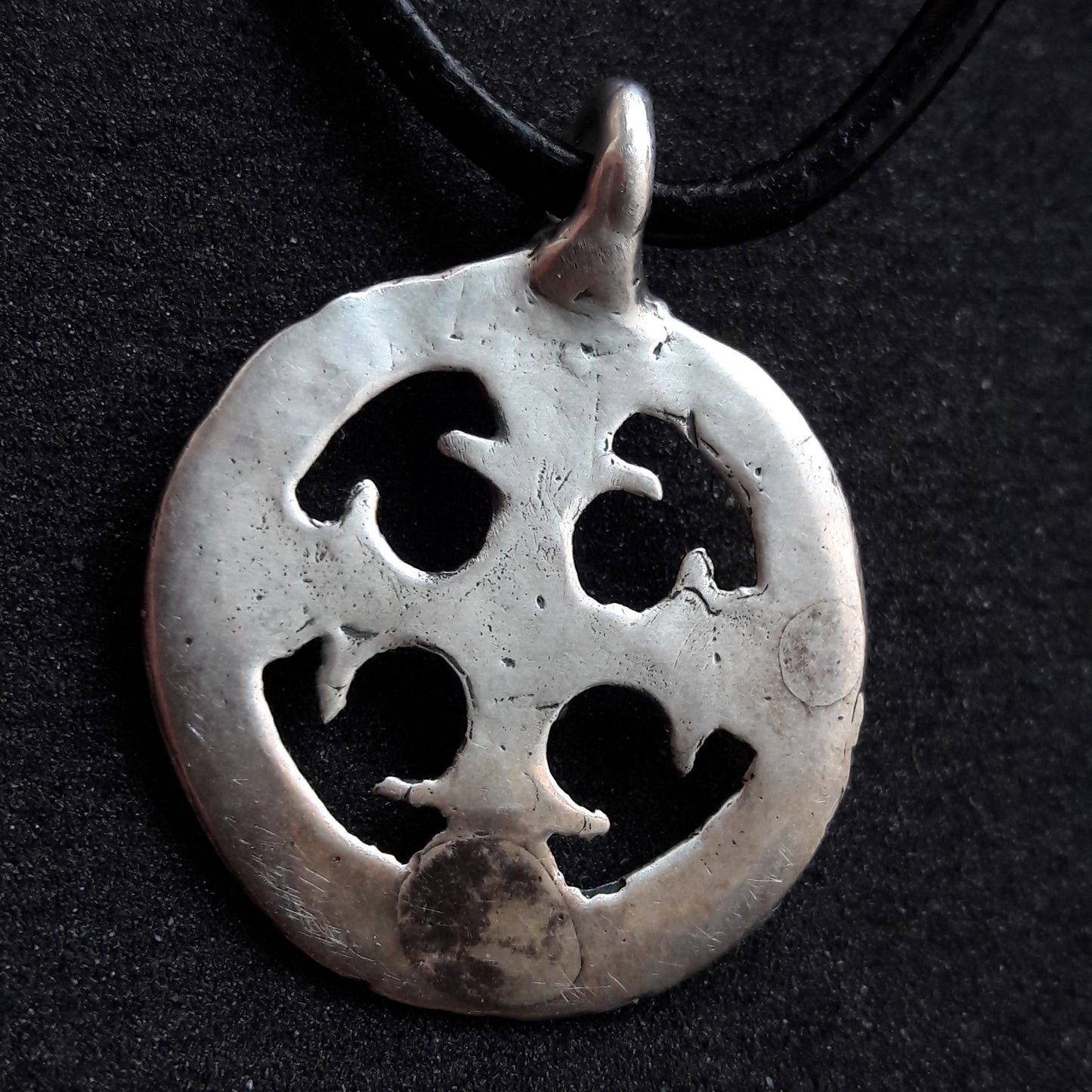 Silver Viking Shield Pendant – Handmade Round Shield Amulet