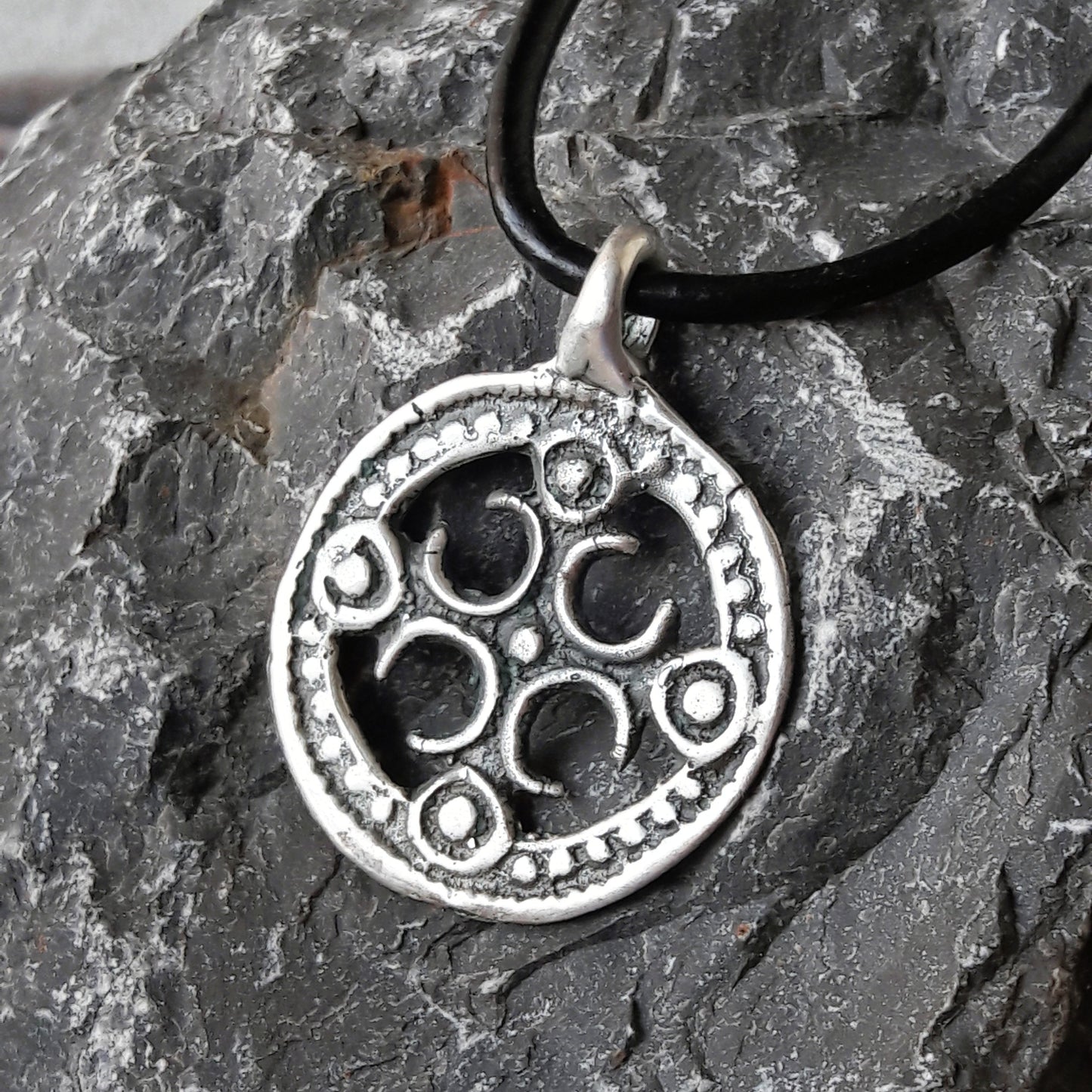 Silver Viking Shield Pendant – Handmade Round Shield Amulet