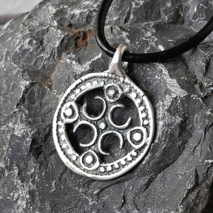 Silver Viking Shield Pendant – Handmade Round Shield Amulet