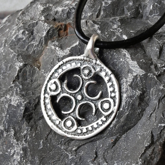 Silver Viking Shield Pendant – Handmade Round Shield Amulet