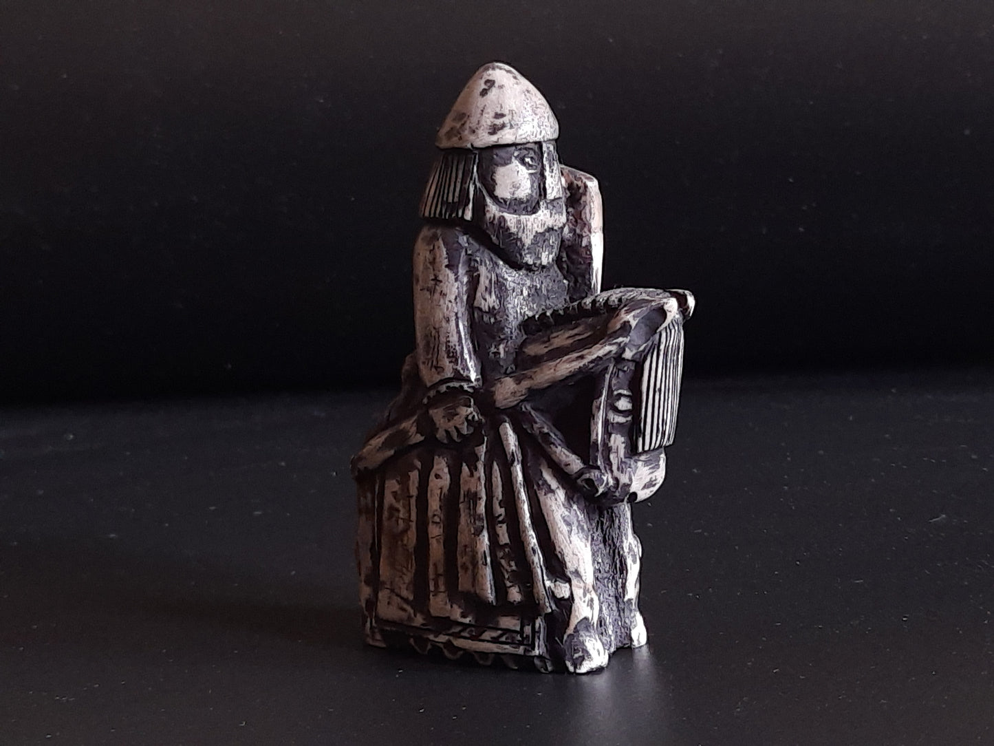 Hand-Carved Lewis Chessmen Knight – Moose Antler Historical Replica