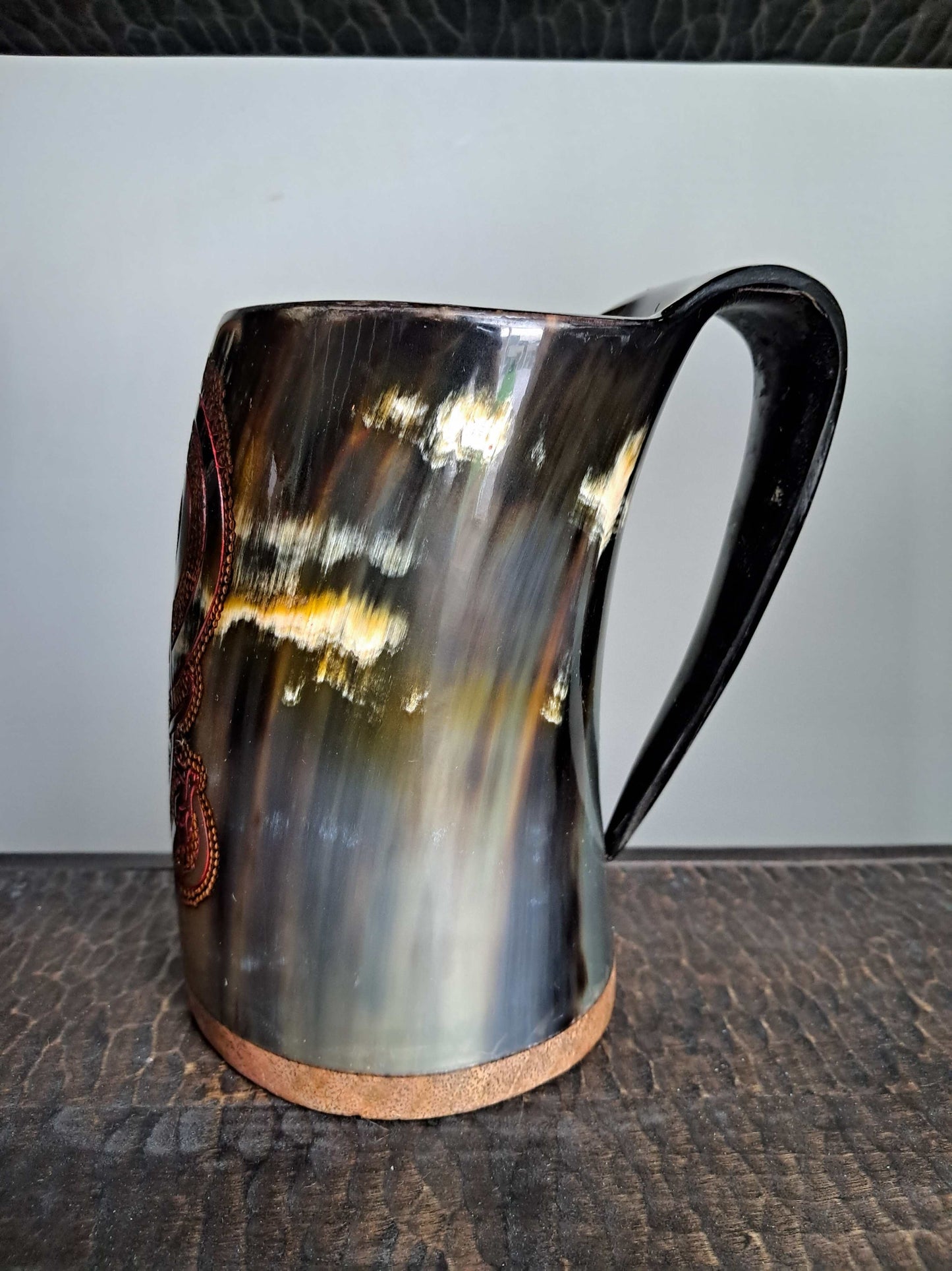 Viking Drinking Horn Tankard with Twin Dragon Design, 24 oz – SKOL Collection