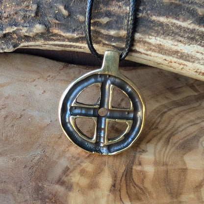 Viking Sun Cross Amulet – Hand-Forged Brass