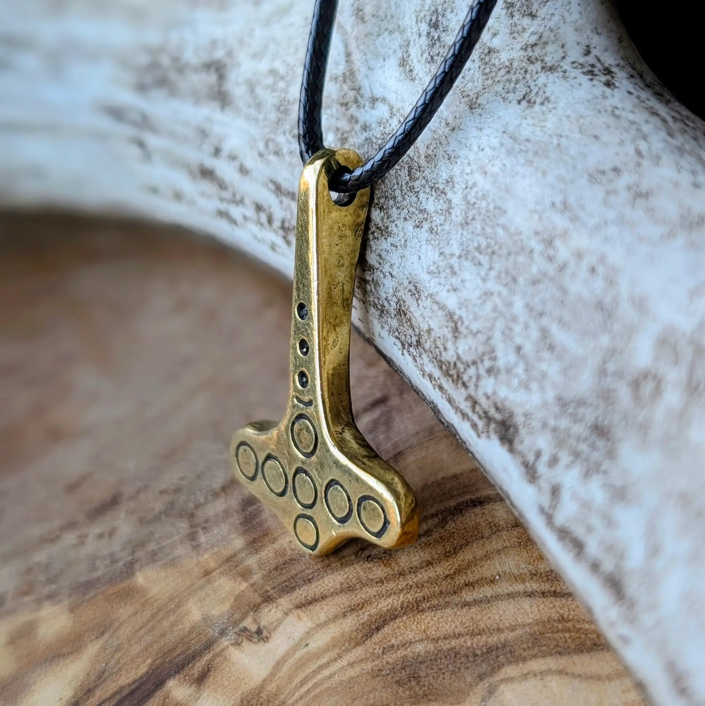 Viking Mjolnir Pendant with Solar Symbols – Hand-Cast Thor Hammer