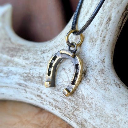 Hand-Cast Horse Shoe Amulet – Brass or Pewter Luck Pendant