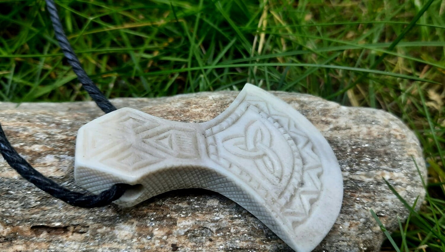 Viking Mjolnir Necklace – Hand-Carved Thor’s Hammer from Moose Antlers